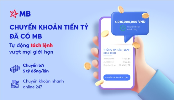 MB ra mắt tính năng chuyển khoản “Tách lệnh tự động” trên App MBBank