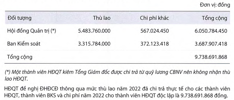 Thù lao đã chi trả thực tế cho các thành viên HĐQT và thành viên BKS