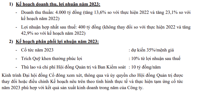 Kế hoạch doanh thu và phân phối lợi nhuận năm 2023