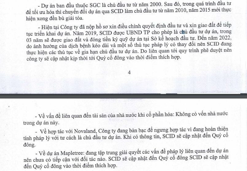 Lãnh đạo SCID trả lời cổ đông về dự án Saigon Co.op An Phú.