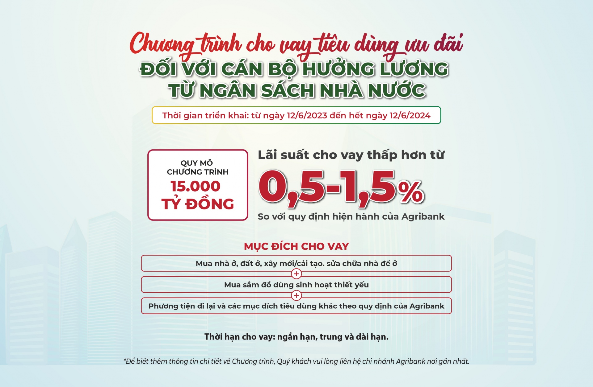 Agribank cho vay tiêu dùng ưu đãi đối với cán bộ, công chức, viên chức, người lao động