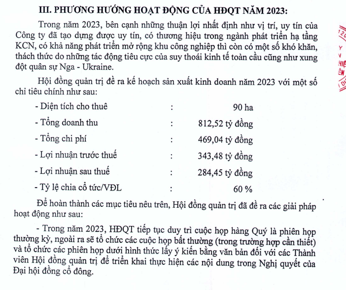 Kế hoạch sản xuất kinh doanh năm 2023 của Nam Tân Uyên