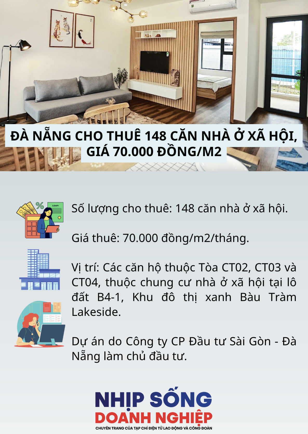 Đà Nẵng cho thuê 148 căn nhà ở xã hội, giá 70.000 đồng/m2