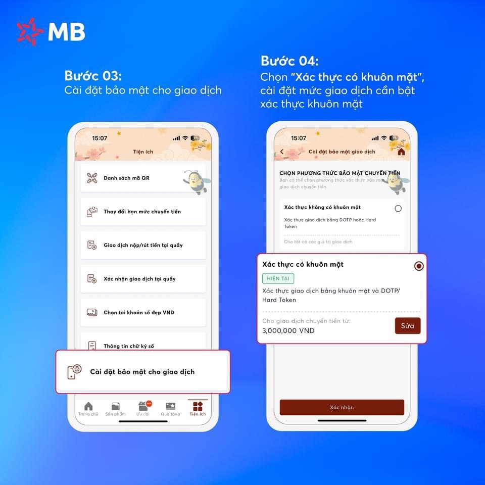 App MBBank: Xác thực khuôn mặt, an tâm chuyển tiền