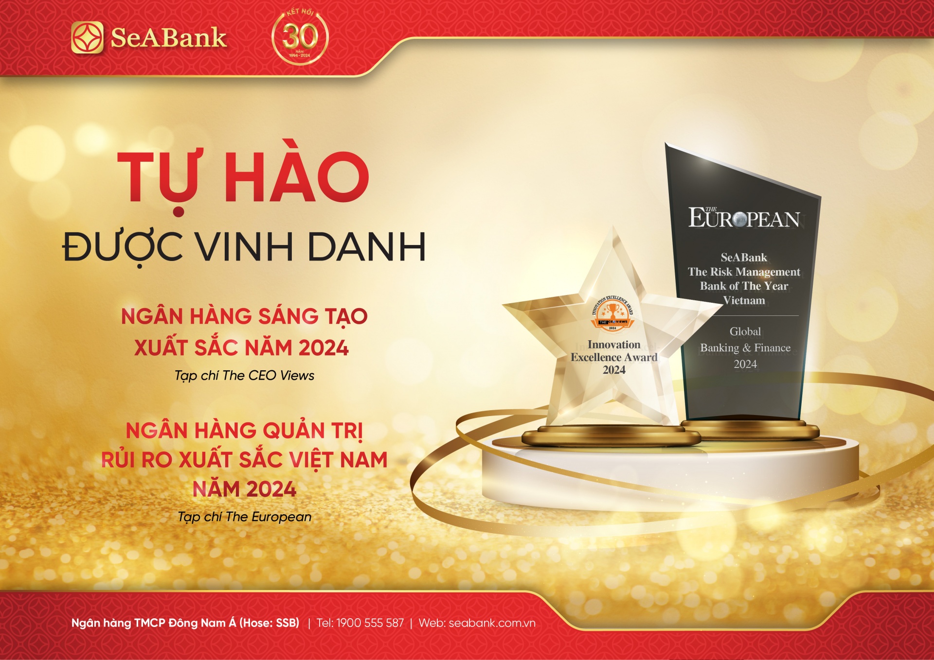 SeABank được vinh danh giải thưởng quốc tế Ngân hàng Quản trị rủi ro xuất sắc