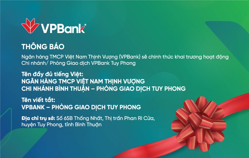 VPBank khai trương Phòng giao dịch VPBank Tuy Phong - Chi nhánh Bình Thuận