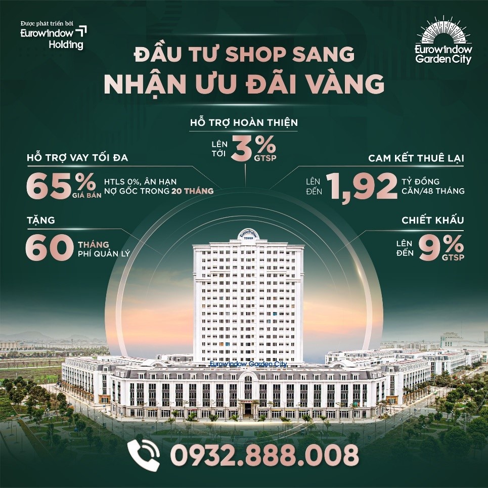 Tiềm năng sinh lời tại shop Luxury dự án Eurowindow Garden City