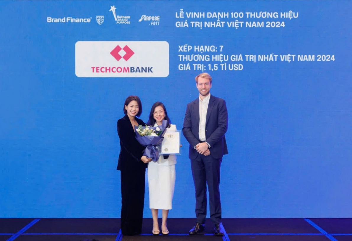 Techcombank, thương hiệu ngân hàng tư nhân giá trị nhất Việt Nam, tiếp tục thăng hạng toàn