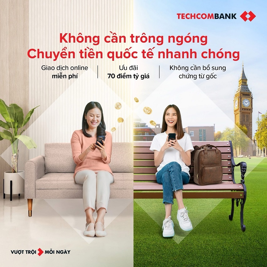 Techcombank ưu đãi lớn cho khách hàng chuyển tiền Quốc tế nhân dịp năm mới