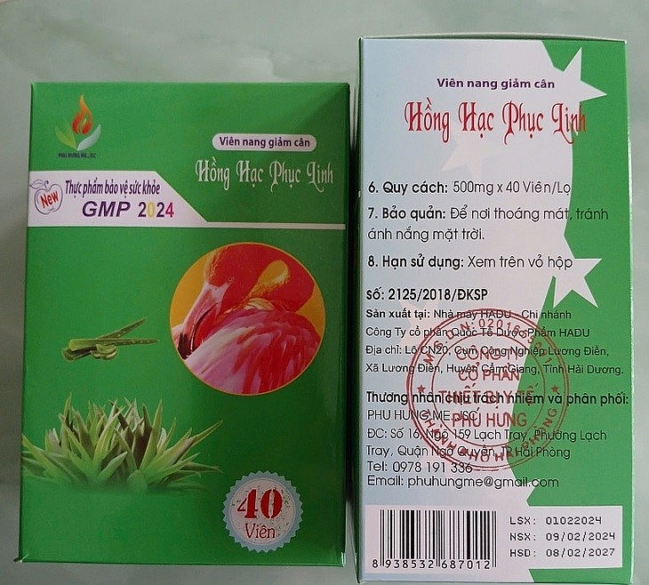 Sản phẩm Hồng hạc Phục linh. Ảnh: Cục An toàn Thực phẩm cung cấp