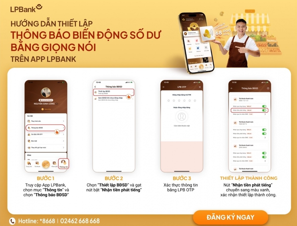 Nhận thông báo số dư bằng giọng nói ngay trên app LPBank của Ngân hàng Lộc Phát