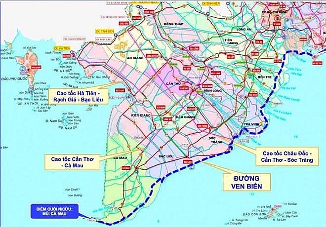 Tuyến hành lang ven biển phía Nam từ Vũng Tàu đến Hà Tiên đoạn qua TP.HCM, trong đó có dự án cầu vượt biển nối Cần Giờ - Vũng Tàu. Ảnh: Sở GTCC TP.HCM