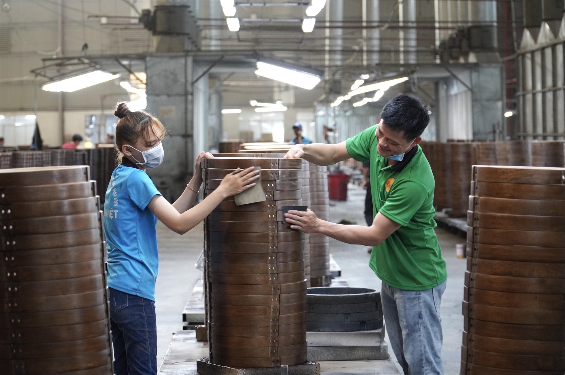 Công ty TNHH Sản xuất Thương mại XNK Ngũ Lâm Việt (TP Biên Hoà, tỉnh Đồng Nai) hiện chỉ còn khoảng 250 lao động, dự kiến cho người lao động nghỉ Tết kéo dài. Ảnh: Hà Anh Chiến