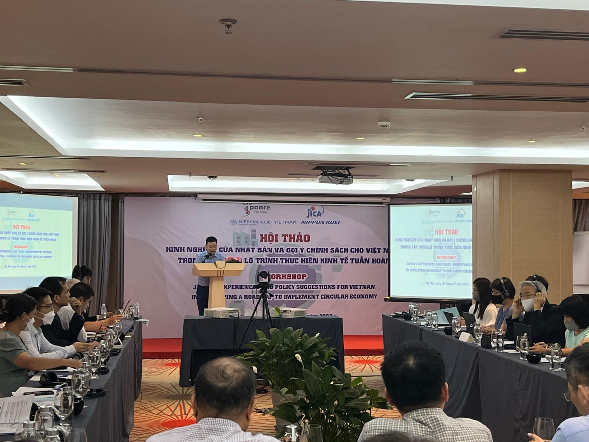 Hội thảo &ldquo;Kinh nghiệm v&agrave; đề xuất ch&iacute;nh s&aacute;ch của Nhật Bản cho c&ocirc;ng t&aacute;c x&acirc;y dựng lộ tr&igrave;nh thực hiện kinh tế tuần ho&agrave;n tại Việt Nam&rdquo;.